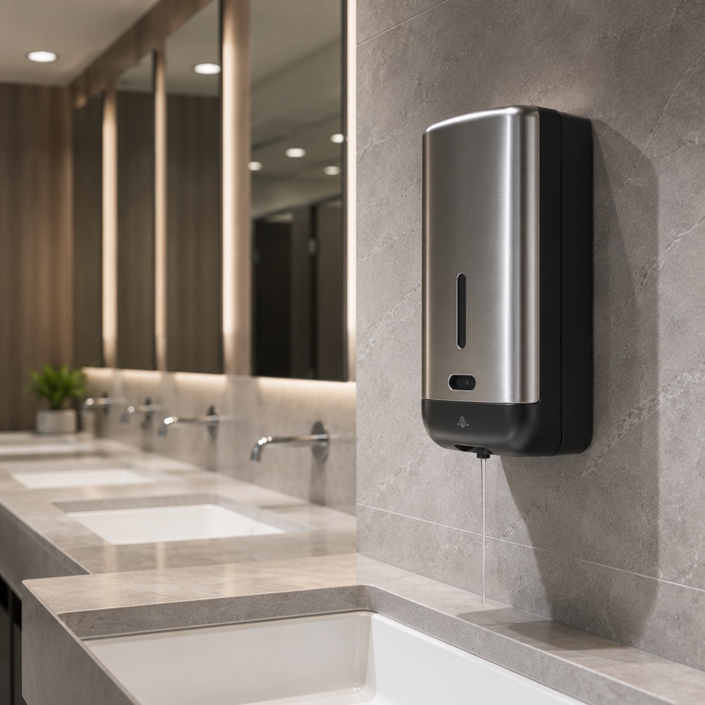 Automatic soap dispensers for commercial restroom hygiene